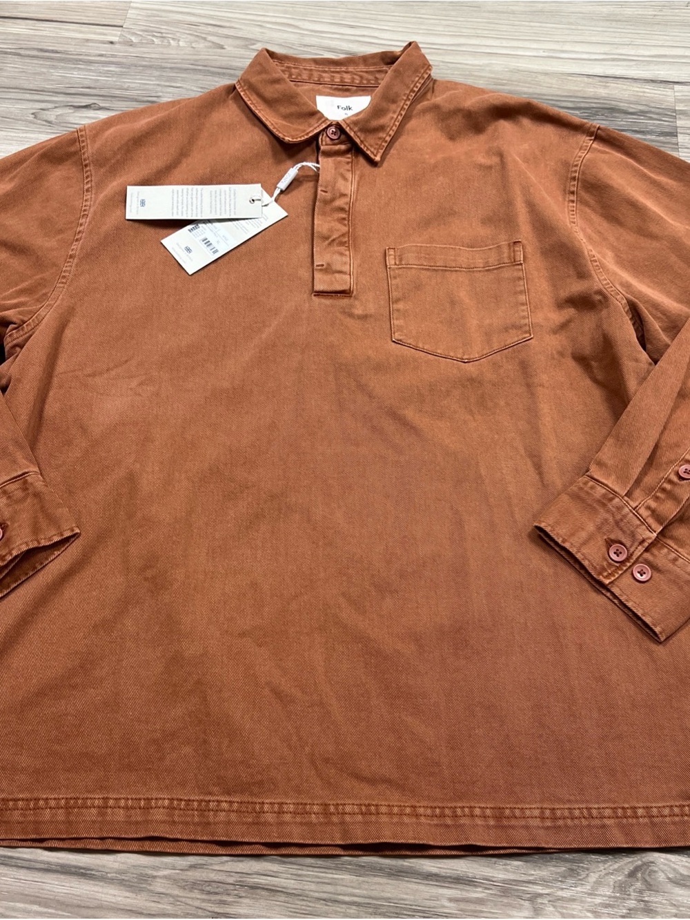 Folk Quinn Rugby Polo Spice Long Sleeve 100% Cotton Men’s L & XL $172 NWT